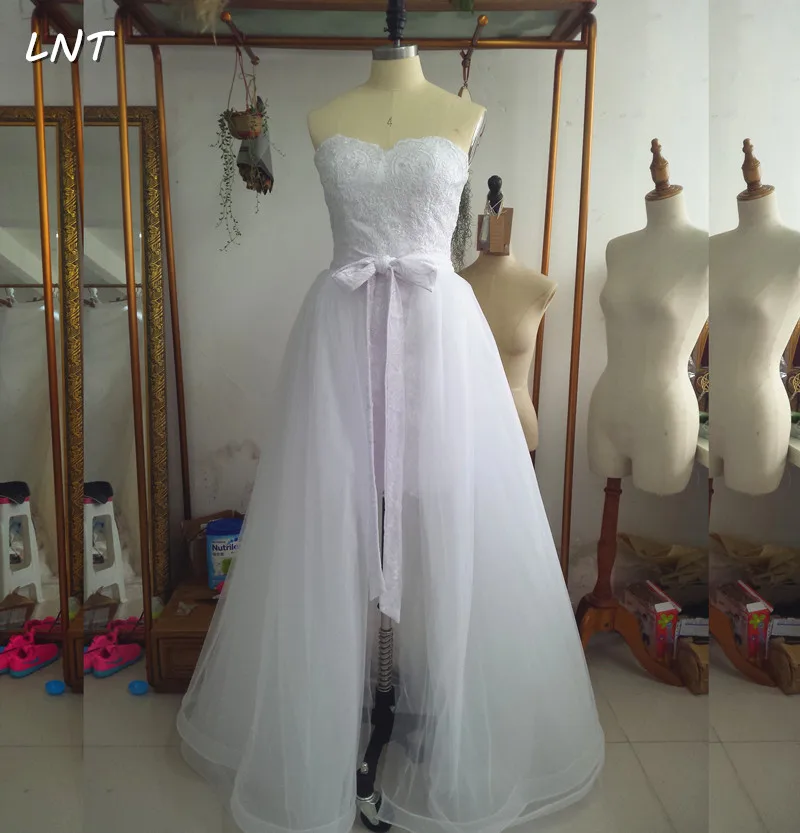 Реальные фотографии свадебных платьев со съемной юбкой 2 в 1 платье для приема