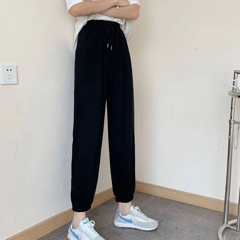

Wide Leg Women's Pants High Waist Srtaight Solid Loose Pants For Women 2021 Autumn New Thin Casual Korean Female Sweatpants