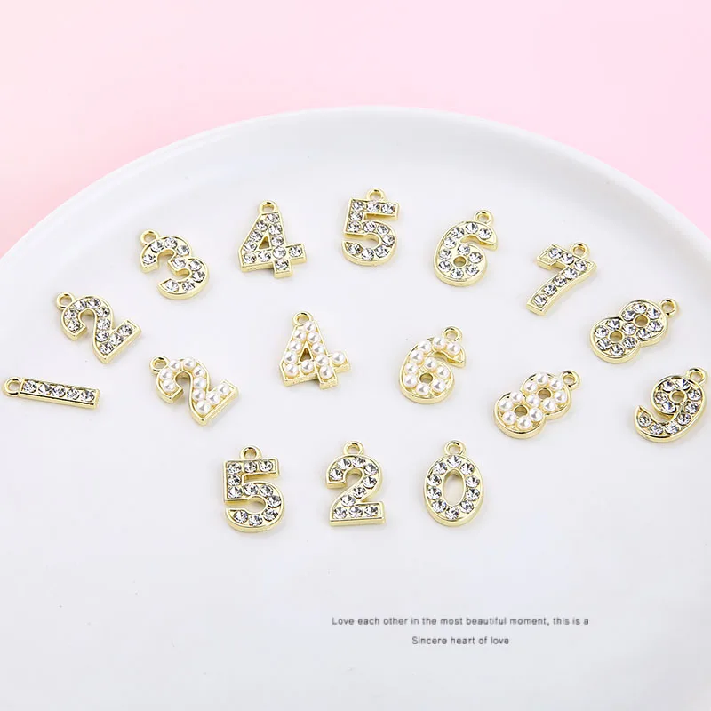 Подвески для бижутерии стразы жемчужные цифры 0-9 10 шт./упаковка | Украшения и