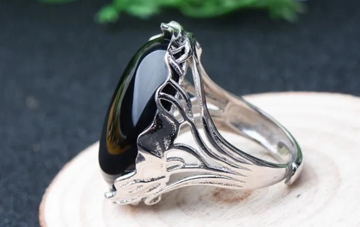 Женское серебряное кольцо Нефритовое Кольцо большого размера 18 мм x 25 с