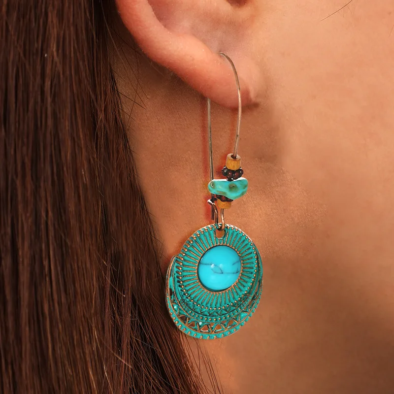 

OE Bohemian Vintage Disc Earrings Turquoise Earrings New Arrival Jewelry For Women