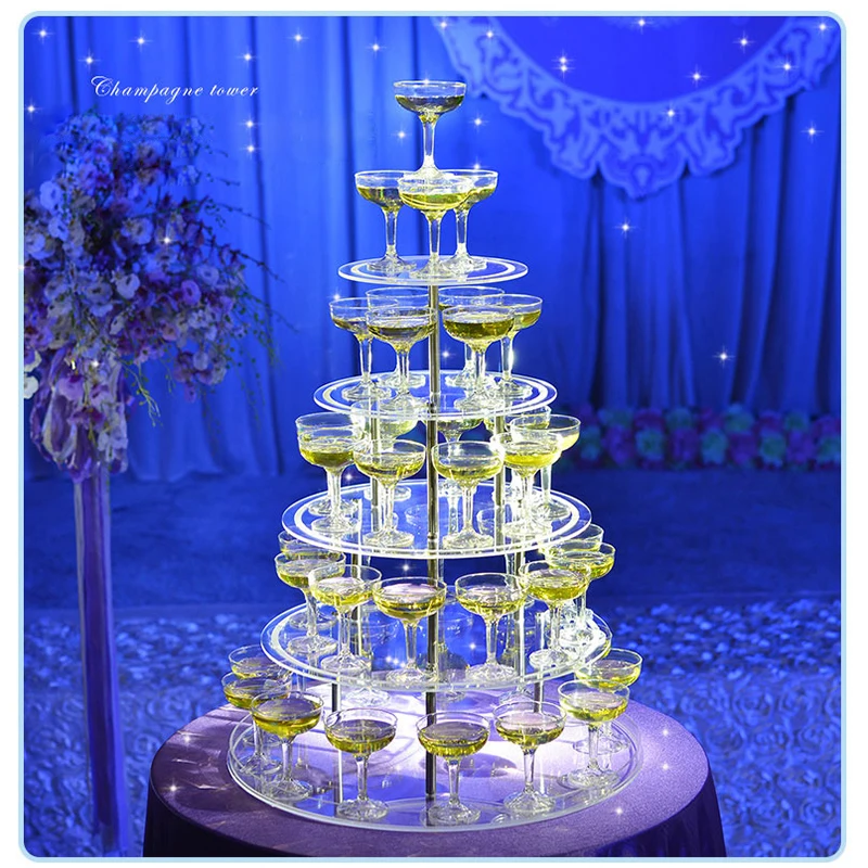 

Celebration champagne tower wedding party creative layout acrylic five-layer round wine rack cup tower wedding props