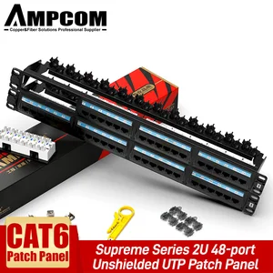 AMPCOM (UL Listed) CAT5eCAT6 2448 портов патч-панель, крепление на стойку-1U, 2U, 19 дюймов, 50u позолоченный, панель управления задним кабелем