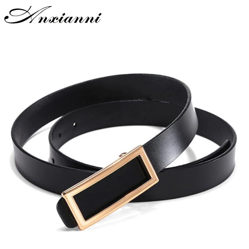 Ladies Genuine Leather Female High Waist Belt Brand belt women's smooth buckle designer luxury shoulder strap casual belt