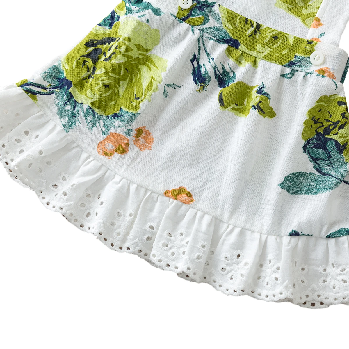 Новинка Комплект из 2 предметов Зеленый комбинезон с оборками и длинными