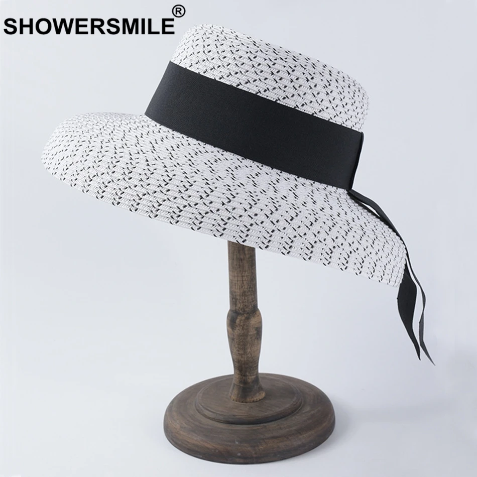 Шляпа SHOWERSMILE женская Соломенная Панама в белый горошек винтажная пляжная