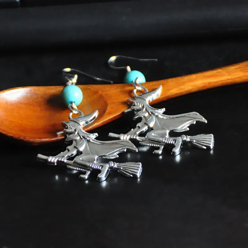 Подвески бирюзовые серьги-подвески в виде ведьмы Besom сплав сделай сам