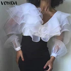 Элегантные рубашки для вечеринок, женские блузки и топы, сексуальные рубашки с длинными рукавами-фонариками, пляжные топы, туника в богемном стиле, 2021