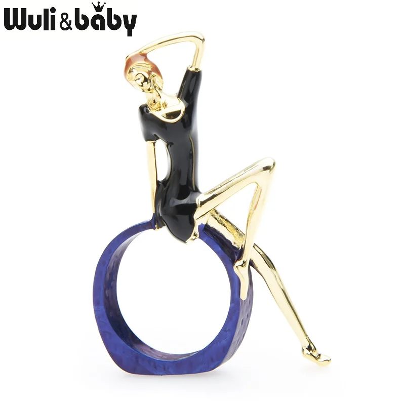 Wuli & baby красные черные женские броши для платья женская эмалированная модель