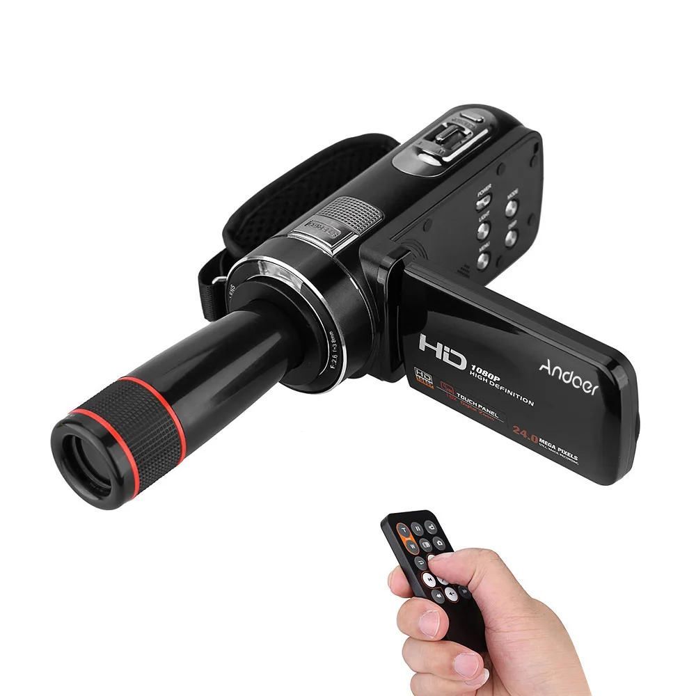 Andoer HDV Z8 PLUS 1080P 30fps FHD 24MP Цифровая видеокамера Vlogging камера с 12X телеобъектив
