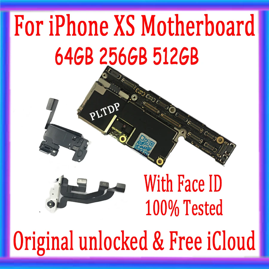 

Free iCloud Factory Unlocked For iPhone XS Motherboard With / No Face ID Mainboard For iPhone XS 64GB 256GB 512GB IOS System