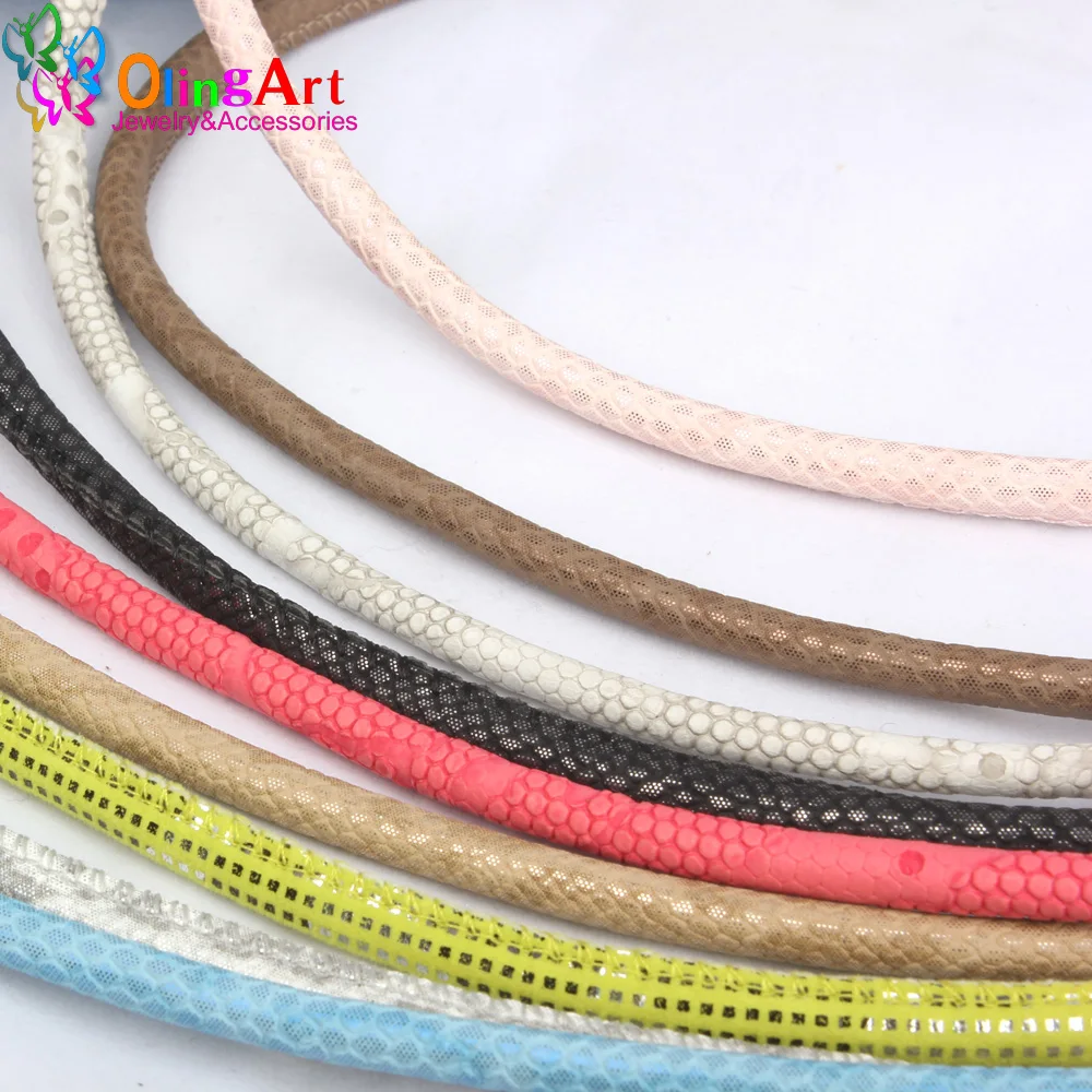 

OlingArt 6mm 2m/lot PU Flower Round Leather Cord Rope For European style DIY Necklace Bracelet choker Craft Jewelry Making