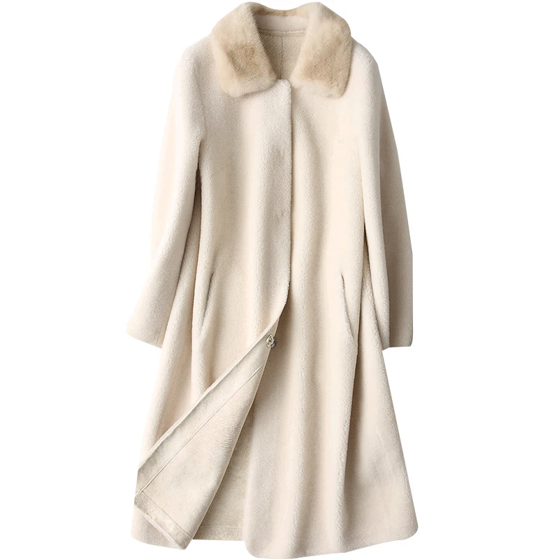 Пальто из натурального меха Женская осенне-зимняя куртка женская одежда