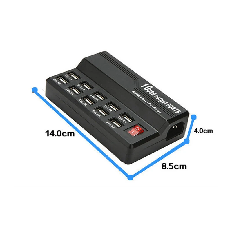 Multi Touch 10 порт 12A 60W питания USB зарядное устройство Quick Charge для iPhone 7 5 5S 6 6S Plus iPad LG Samsung