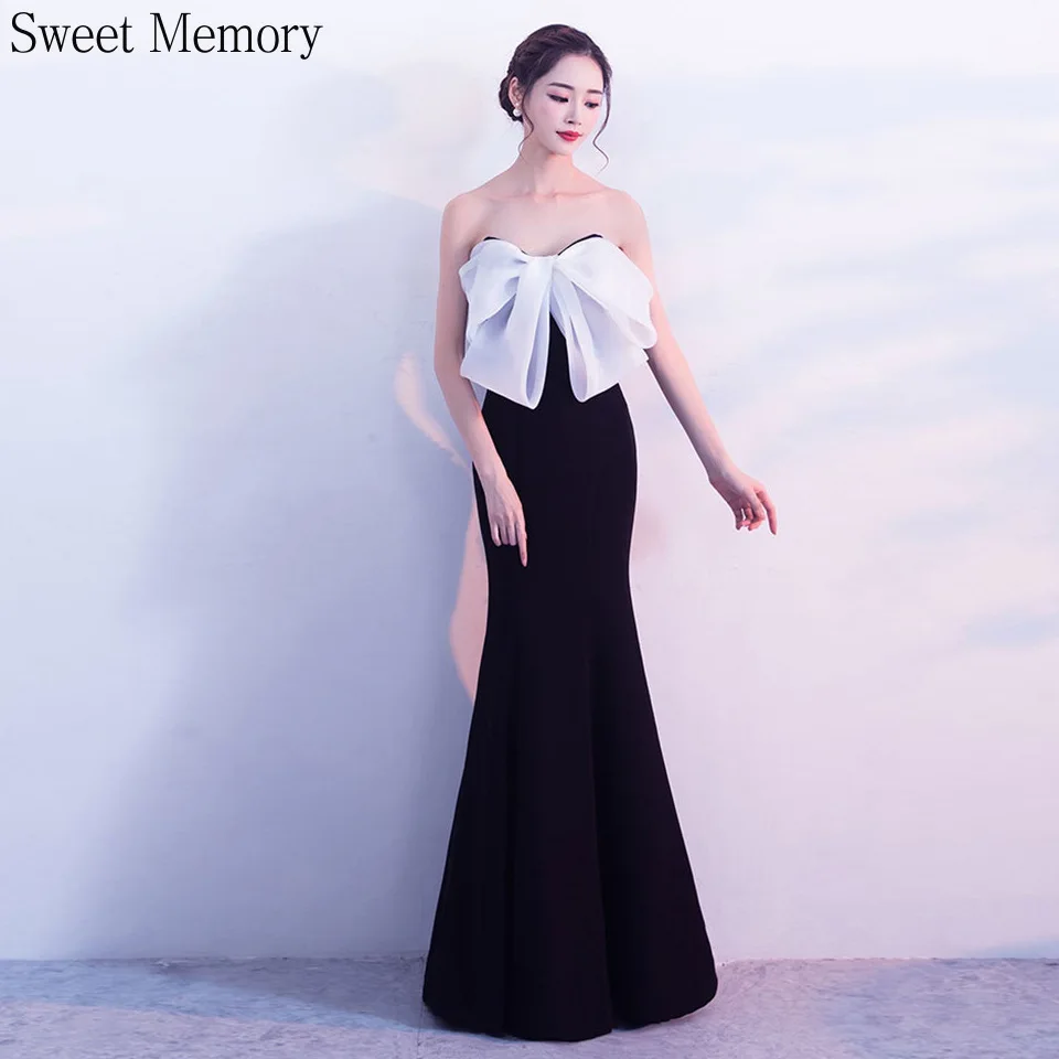 

N294 2021 Floor Length Pink White Mermaid Wedding Dresses Sweet Memory Sexy Strapless Trumpet Party Vestido Lace Up Gown Bow