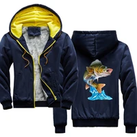 fish new winter fashion hoodie male warm fleece coat hooded men brand hoodies sweatshirts eu size