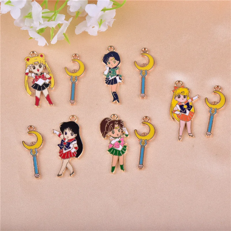 

10pcs Magic Girl Enamel Charms for DIY Earring keychain jewelry making