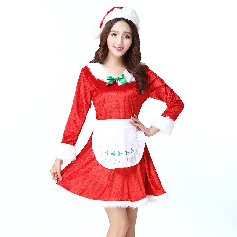 Женский Праздничный Рождественский эльф рождественское красное платье косплей