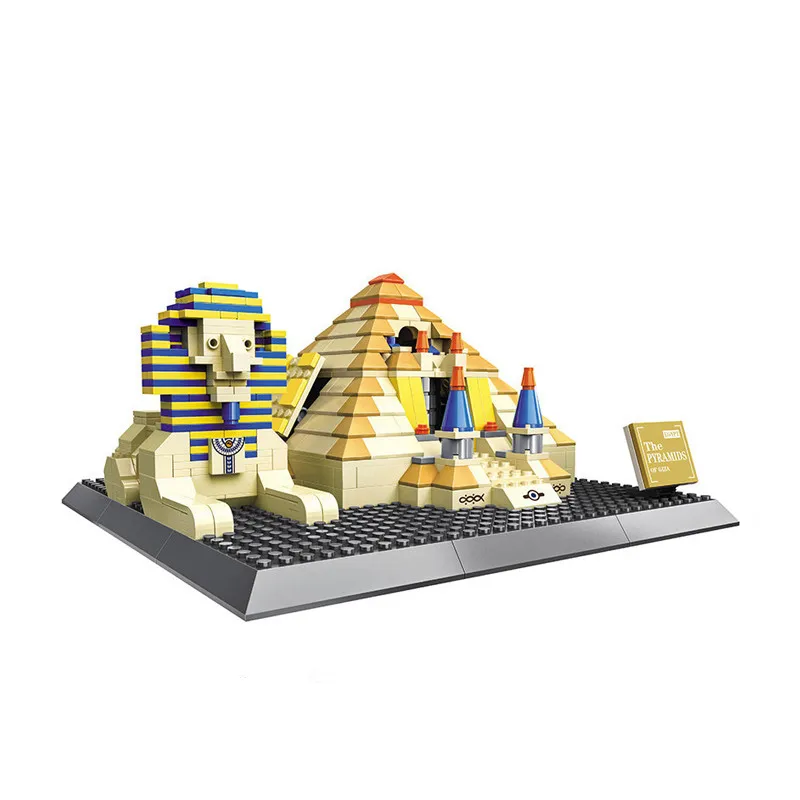 

City Street View Egypt pyramid sphinx Model Building Blocks DIY Creator Mini Architecture Bricks Toys For Children
