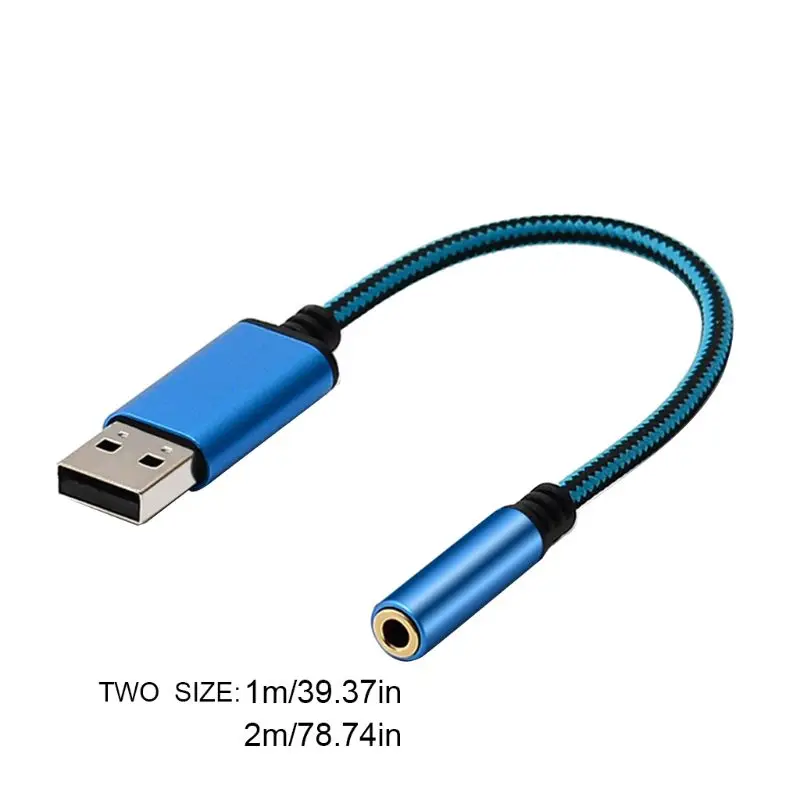 

0.2m/1m 2In1 USB to 3.5mm Audio Cable USB Computer AUX Headphone Adapter Cable Converter for App-le Be-ats Earphones