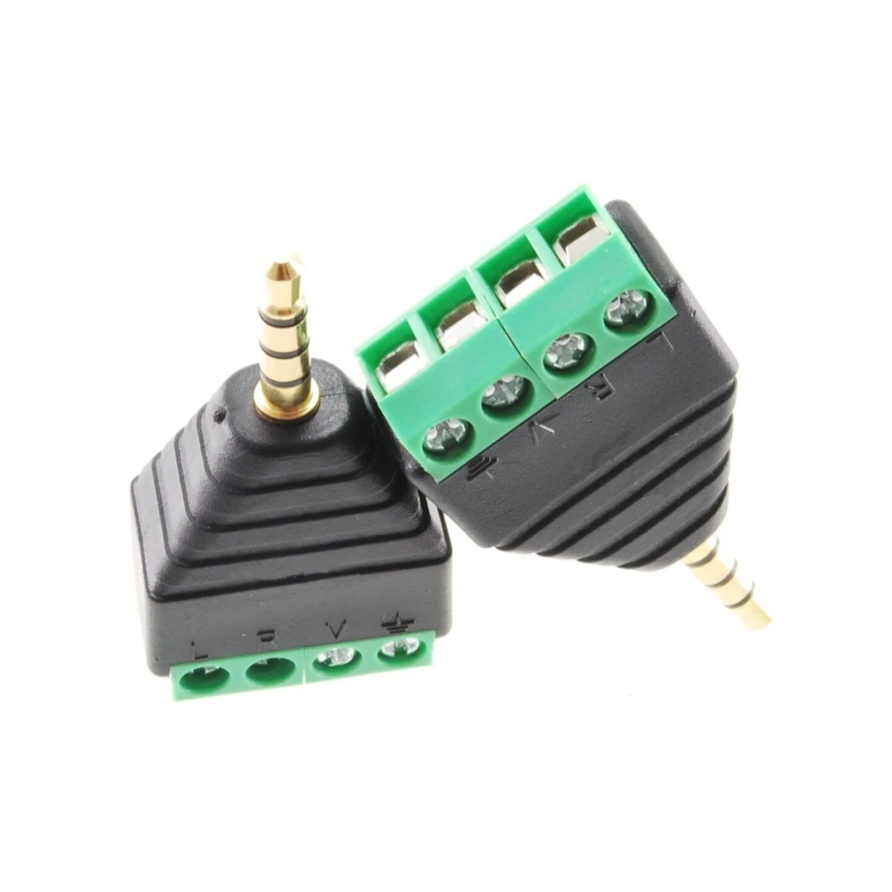 2-Pack 3.5mm 1/8&quot TRRS Male Jack to AV 4-Screw Terminal Block Balun Connector | Электроника
