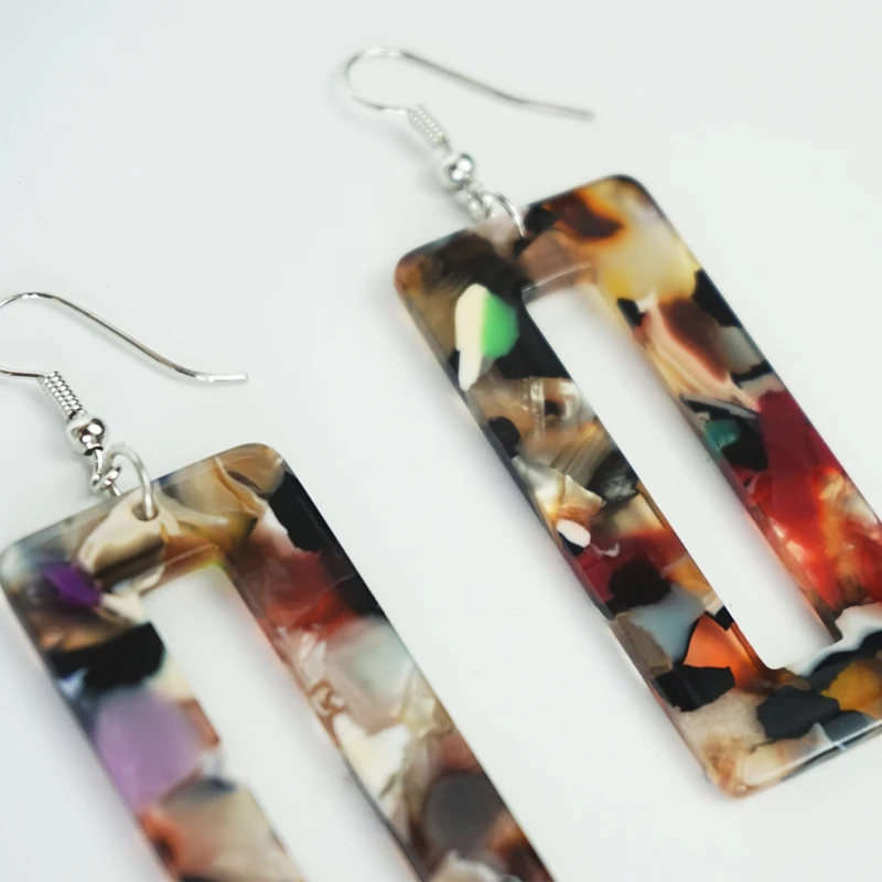 Новые модные круглые акриловые серьги Cpop для женщин цветные прямоугольные серые