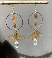 moth suncatcher earrings in two styles statement dangles crescent with crystals earrings
