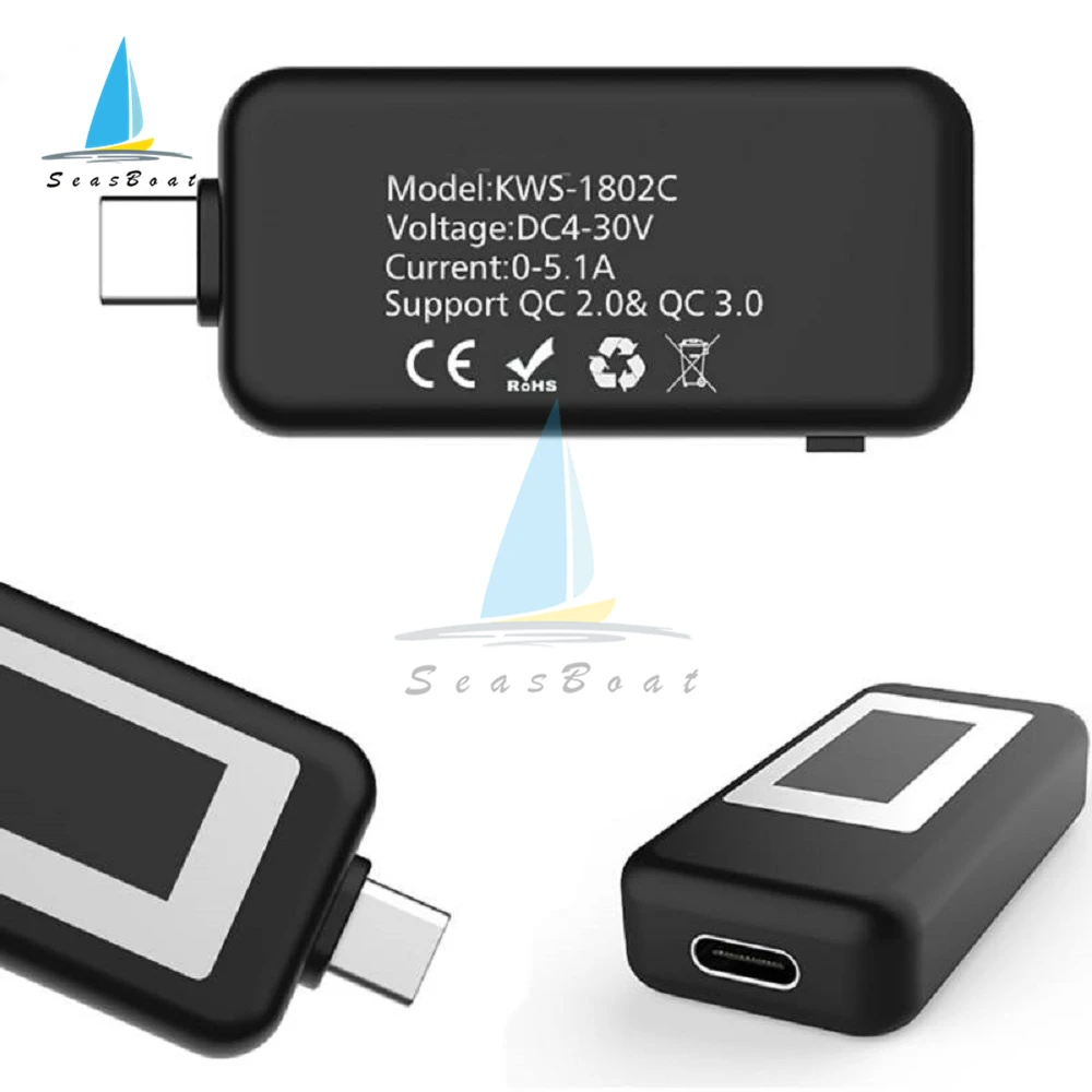 USB тестер с портом Type C 4 30 В постоянного тока 0 5 1 А цифровой вольтметр амперметр