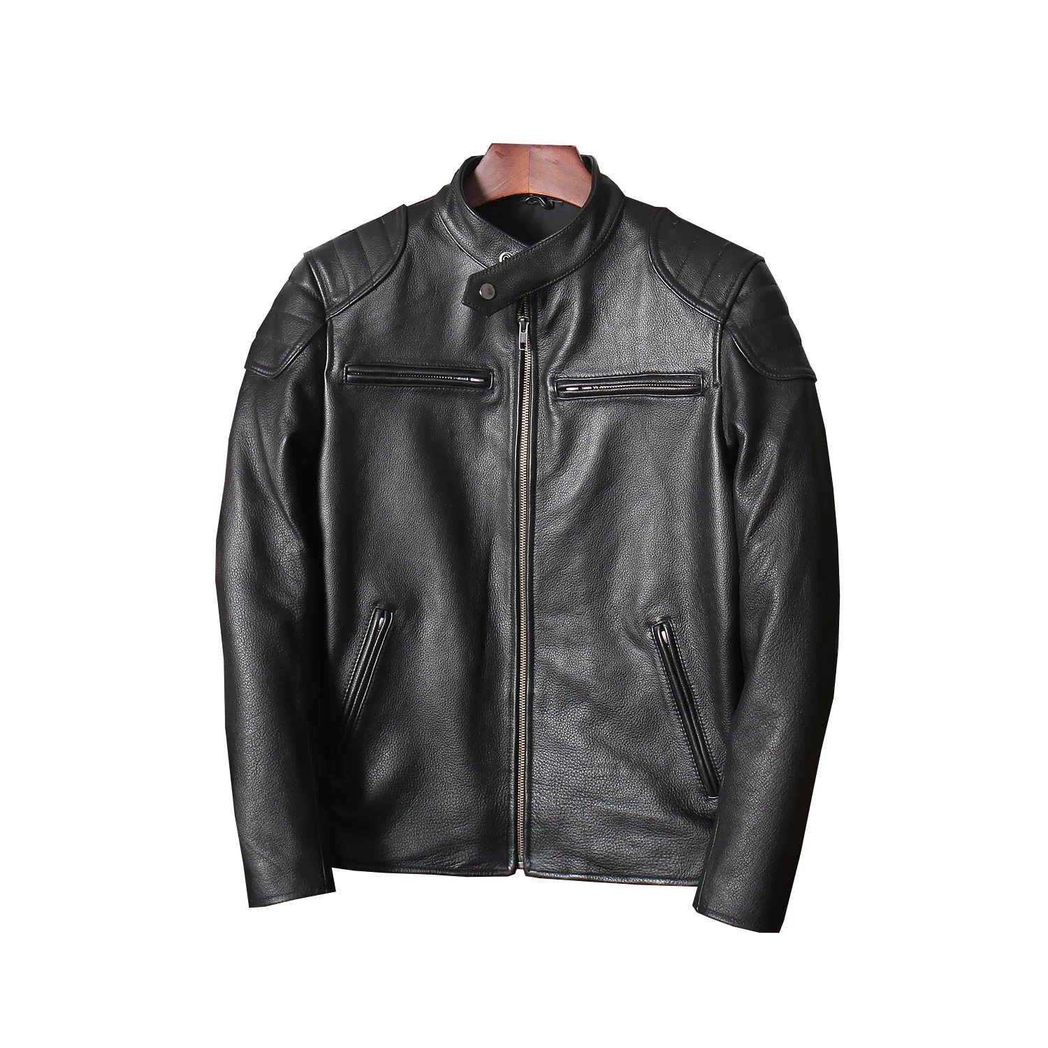 

Heavy Head Layer Cattle Genuine Leather Clothes Men's Motorcycle Clothes Leather Jacket Spring and Autumn Stand Collar Youth