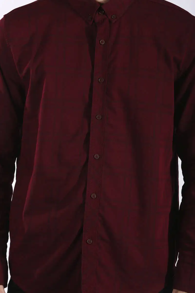 

Mens Burgundy Plaid Shirt