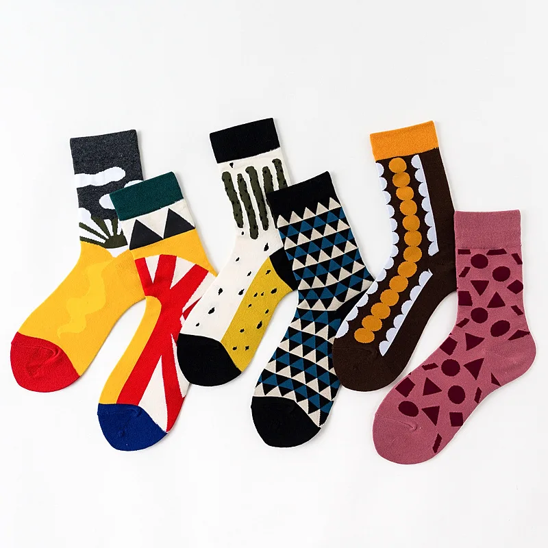 

Hot selling colorful happy funny men and women socks cotton crew enthusiasts socks cartoon casual comfortable middle socks