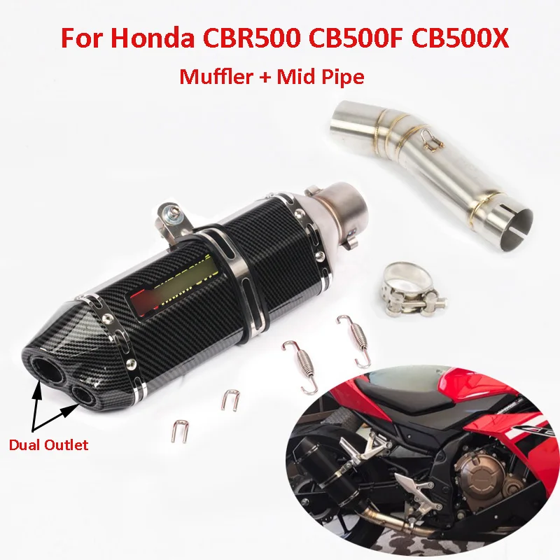 Слипоны CB500 CB500X CB500F мотоциклетные выхлопные трубы с двойным наконечником среднего звенья трубы для Honda CBR500 CB500X CB500F