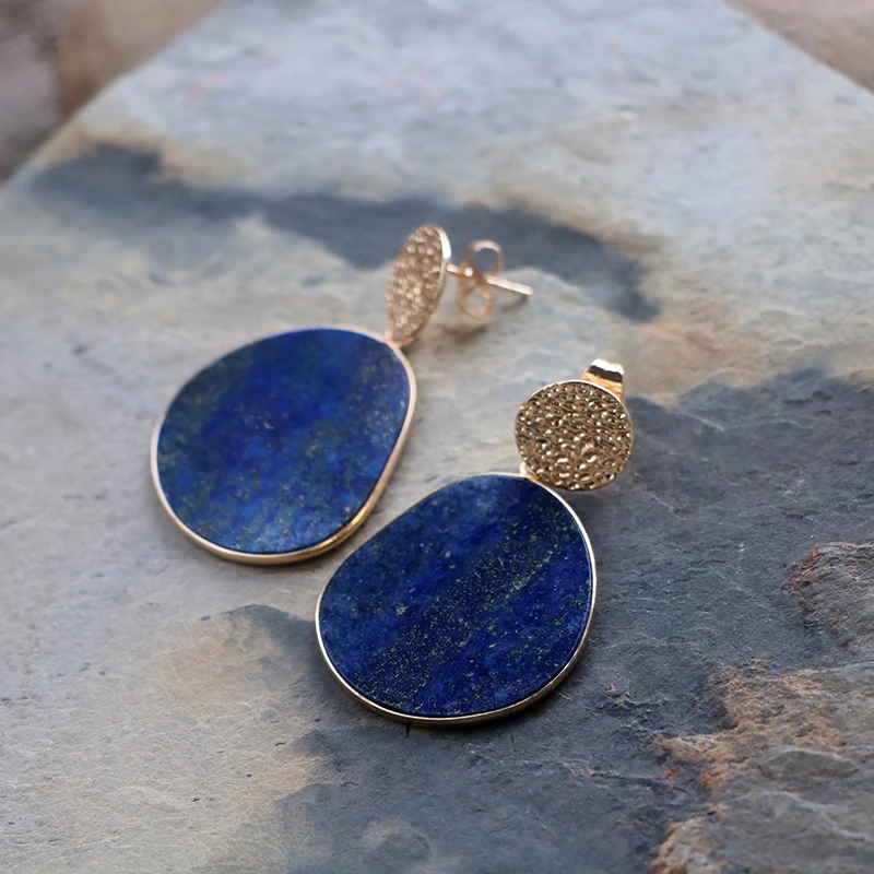 

Винтажные женские серьги LapisLazuli, серьги-подвески с изображением камней, подарок для женщин и девушек, ювелирные изделия с полудрагоценными ...