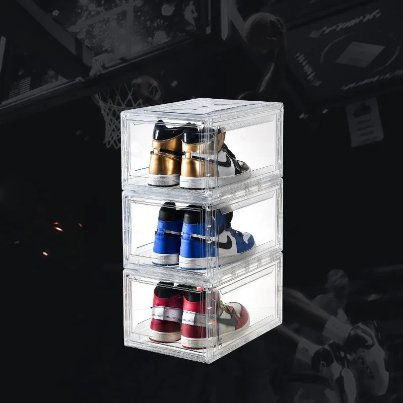 

Transparent Shoes Box Detachable Folding Storage Cabinet Rack Home Decor dustproof organizer box superimposed combination shoe
