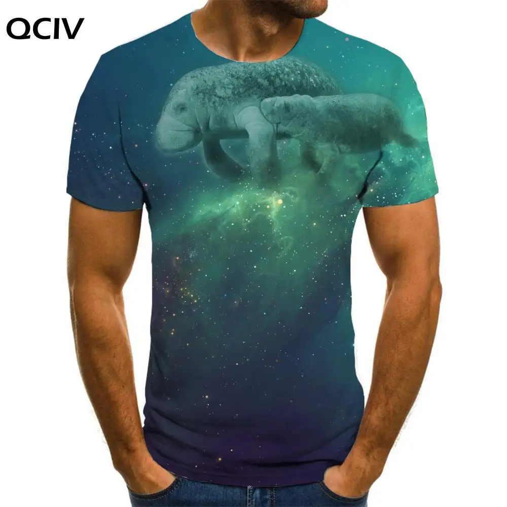 

Футболка QCIV Galaxy, мужские смешные футболки с животными, красочная футболка с принтом психоделического аниме, одежда с коротким рукавом, летн...