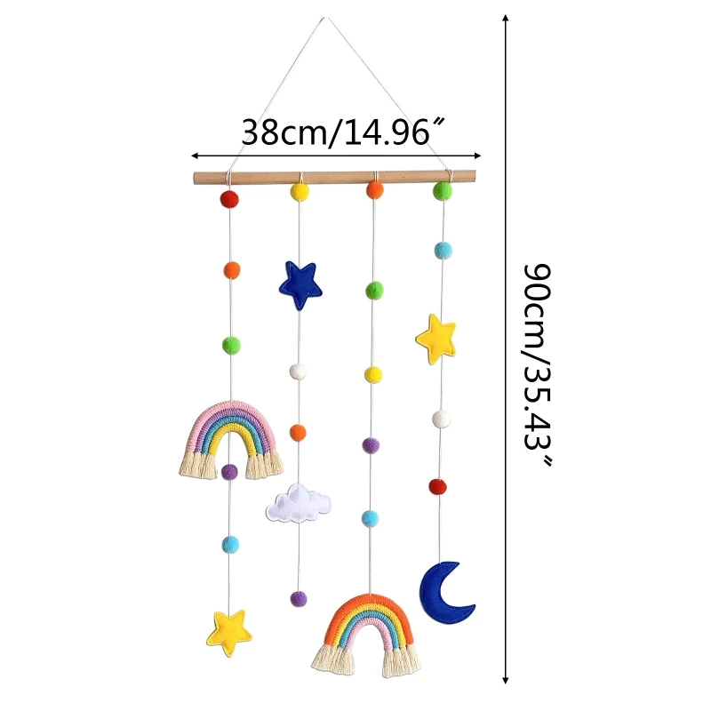 

Rainbow Photo Display Holder with Pompom Girls Hair Bow Clips Storage Hanger Wall Hanging Toys Nursery Baby Girl Room Decor