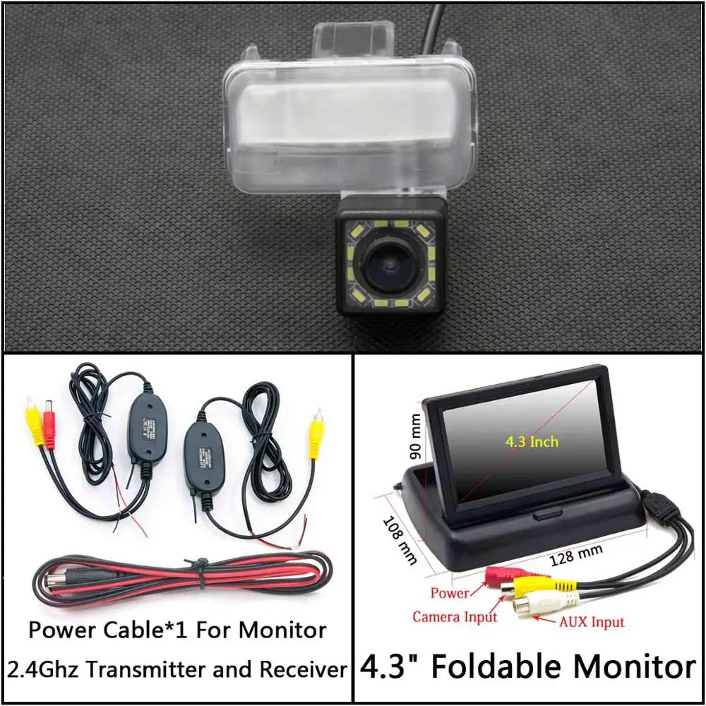 C Wireless 4.3inch F 12 Светодиодный свет камера заднего вида для Toyota Fortuner Auris Ascent Sport YARiS Highlander CAMRY Kluger парковочная камера заднего вида - Название цвета: C Wireless 4.3inch F
