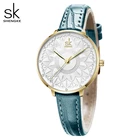 Часы для женщин кожа Reloj Mujer женские часы цветок циферблат японский кварцевый механизм элегантный