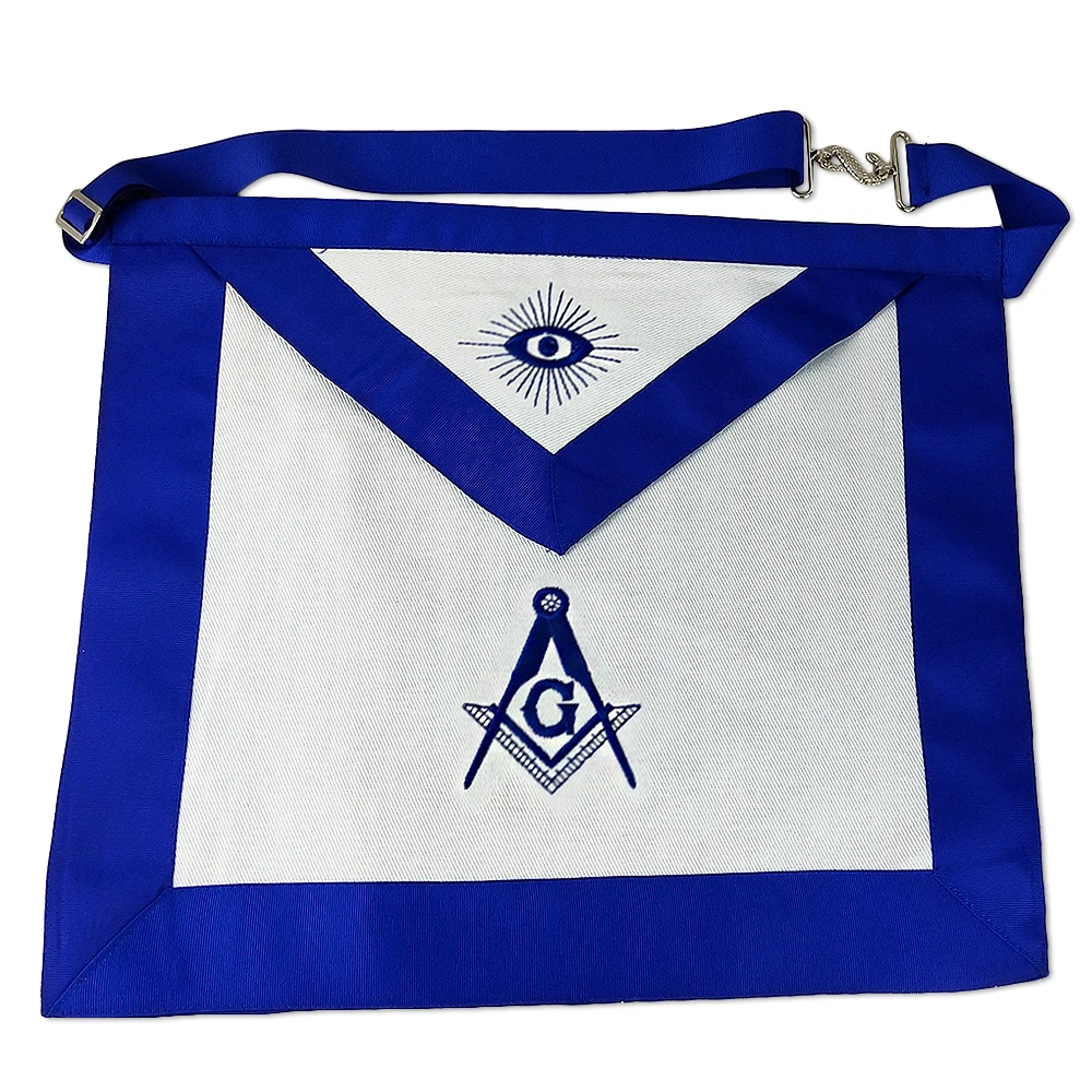 

Masonic Master Mason Apron-Blue Lodge White Cloth with Embroidery
