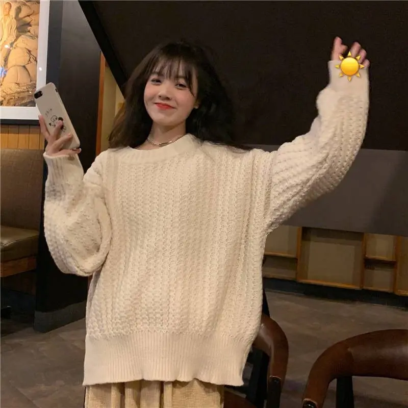 

Осень 2021 одежда для женщин в стиле Харадзюку Kawaii Pull Femme свободный милый женский свитер корейский Модный пуловер Женский вязаный свитер