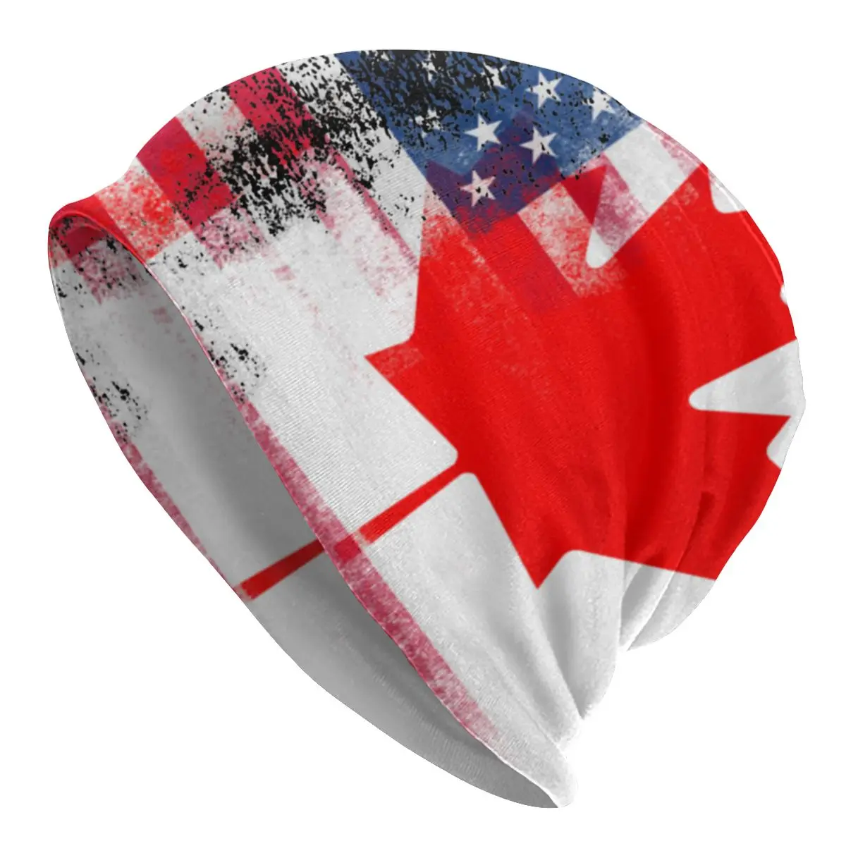 

Canadian American Half Canada Half America Flag Bonnet Hat Knit Hat Hip Hop Skullies Beanies Hat Men's Women's Warm Elastic Caps