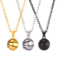 collare basketball pendant stainless steel goldblack color ball necklace women sport gym necklaces pendants men jewelry p091