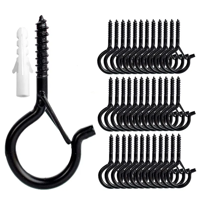 

12/24 Pack Q Hanger Screw Hooks Christmas Home String Lights Wind Chimes Hanger Hook Safety Buckle Outdoor Plant Screw Hook