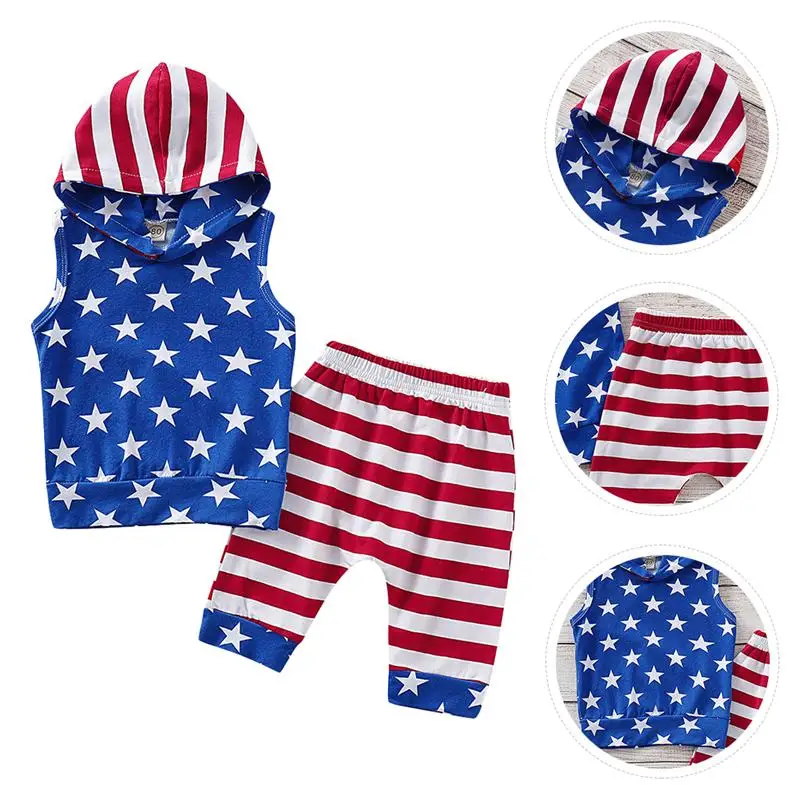 

1 Set Creative Durable Festive Practical Comfortable Independence Day Costumes Boy Clothes for Kids