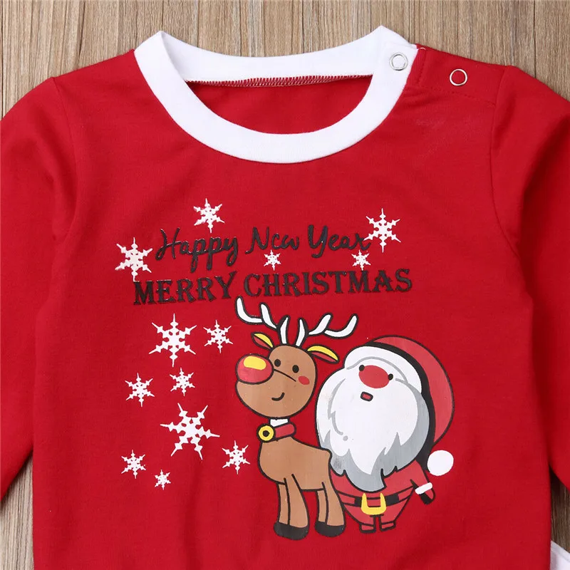 Fashion Kids Baby Boy Girls Christmas Clothes Letter Print Long Sleeve Romper Pants Hat New Year Warm Custume Outfit Sets