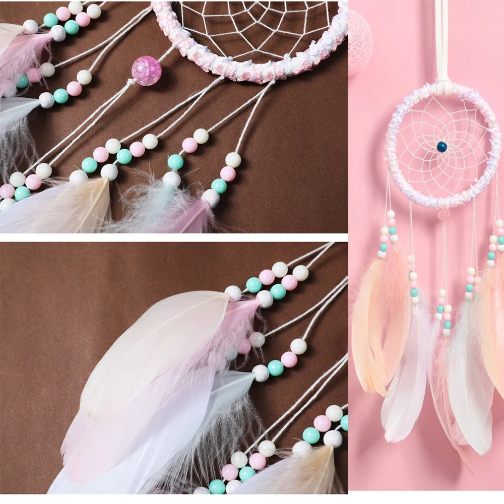 

Handmade Catcher Led Night Dream Light Hanging Feather Dreamcatcher Home Decor Wall Hanging Car Home New Year Decoration Gifts