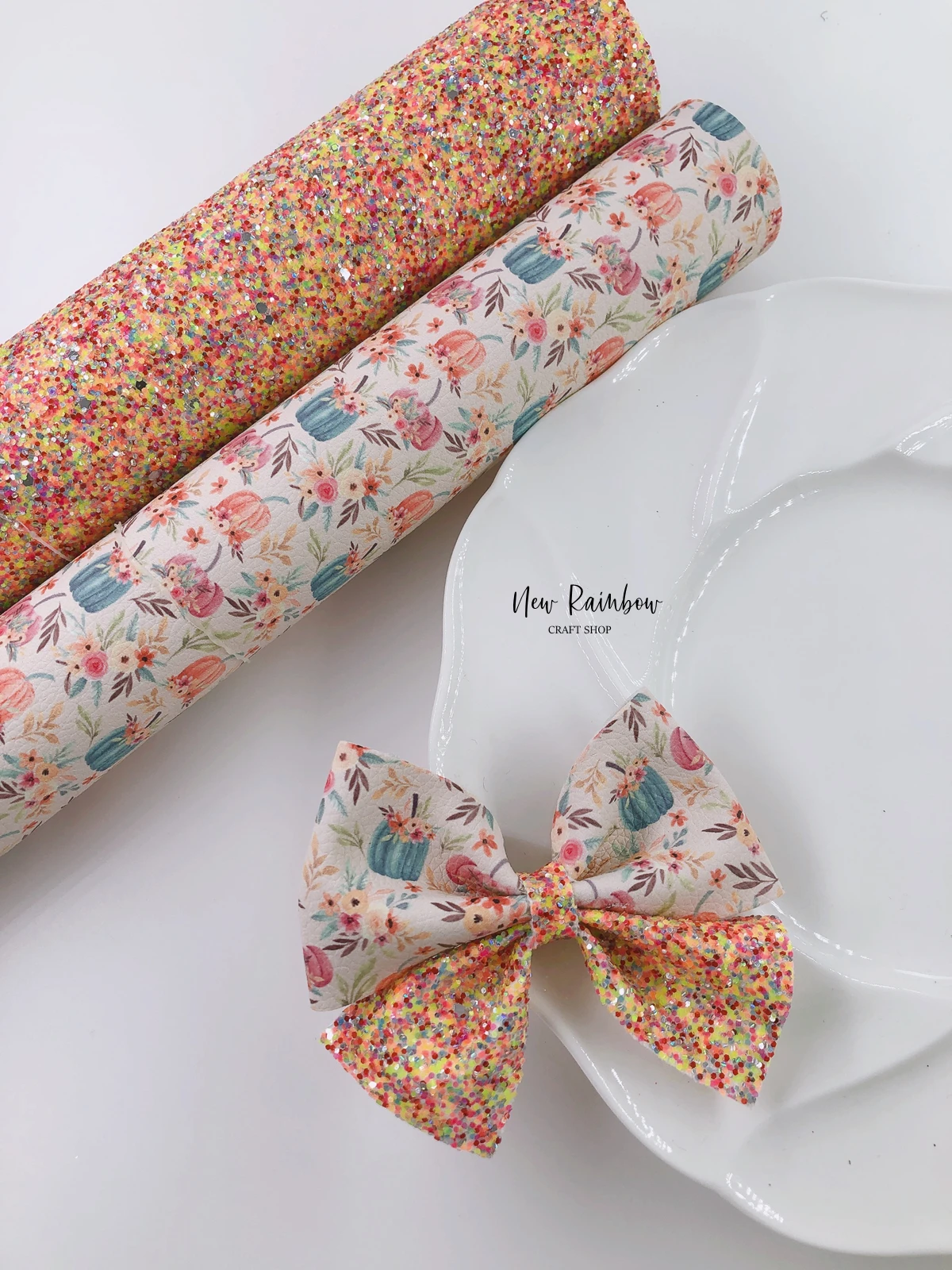 Новая Радужная оранжевая и синяя Цветочная Тыква с принтом искусственной кожи