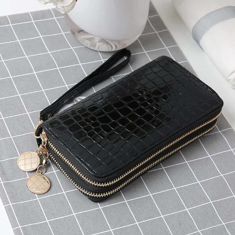 

Double Zipper Wallet Bag For Women Female PU Leather Long Phone Card Holder Coin Pocket Clutch Purses Money Bags Fashion Handbag