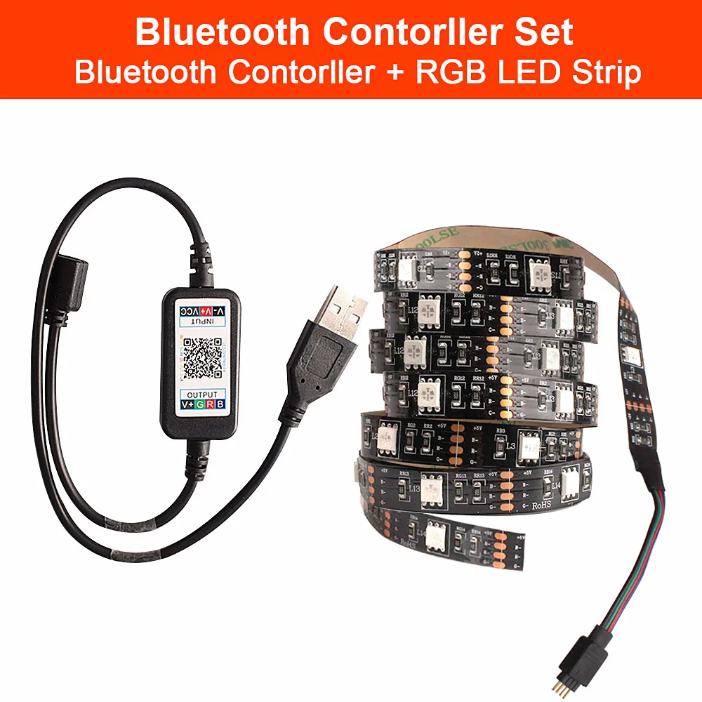 5050 Bluetooth RGB лента USB Светодиодная лента светильник 5050 USB Tira Fita светодиодный светильник DC 5 В Гибкая неоновая RGB лента ТВ ПОДСВЕТКА фоновый светильник ing пульт дистанционного управления - Испускаемый цвет: 5050 Bluetooth