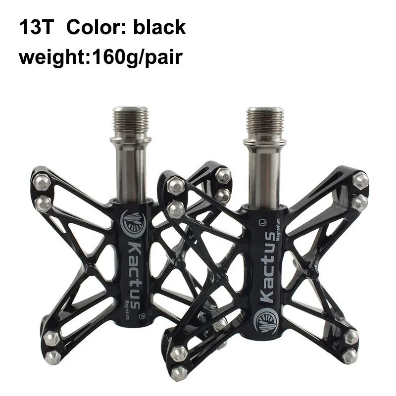 13T 160g black 161 г/пара, титановые оси, педали для велосипеда, противоскользящие, ультралегкие, ЧПУ, MTB, педали для шоссейного велосипеда, велосипедные BMX 3, герметичные педали с подшипником - Цвет: 13T 160g black